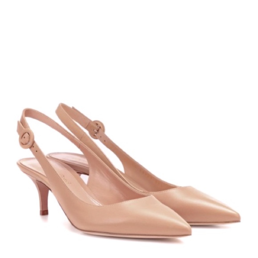 Gianvito Rossi Anna Vitello Praline Slingback Kitten Heel Pumps SZ 39